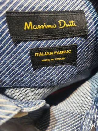 Camisa Massimo Dutti Azul Rayas de algodón 100%