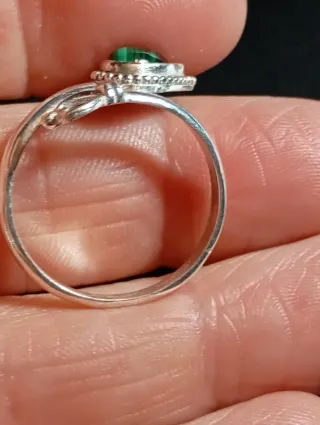Anillo Plata Ley Malaquita Ajustable