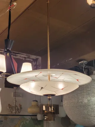 Ciondolo ottone vetro anni'50 stile Pietro Chiesa