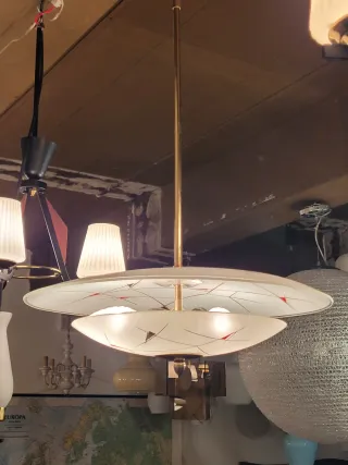 Ciondolo ottone vetro anni'50 stile Pietro Chiesa