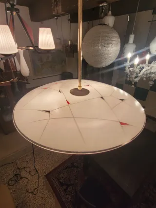 Ciondolo ottone vetro anni'50 stile Pietro Chiesa