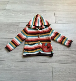 Cardigan bimba righe colorate con cappuccio