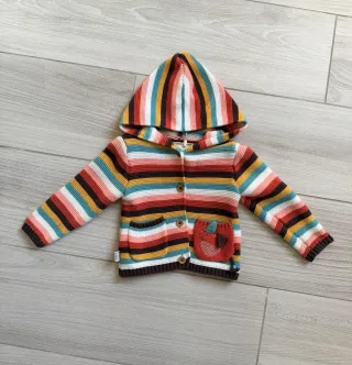 Cardigan bimba righe colorate con cappuccio