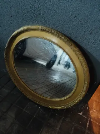 Espejo Antiguo Dorado Ovalado