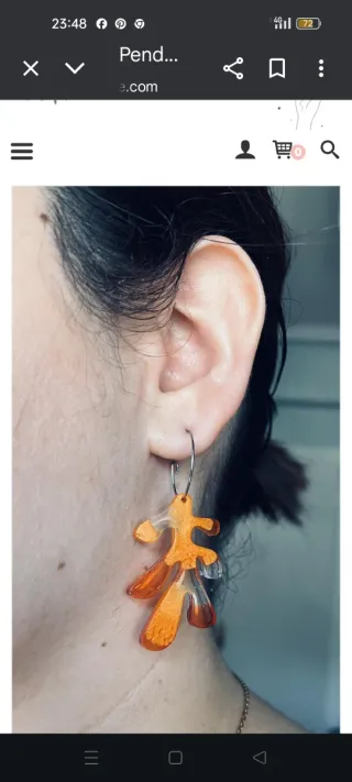 Pendientes resina naranja