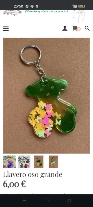 Llavero Oso Grande con Mariposas