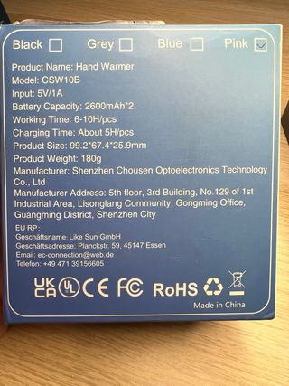 Calientamanos Recargables Jonwall Rosa