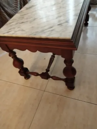 Mesa centro mármol y madera
