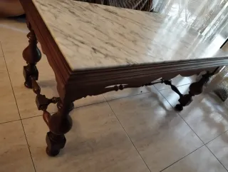 Mesa centro mármol y madera