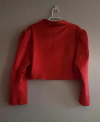 Conjunto Vestido Fiesta Negro y Torera Roja