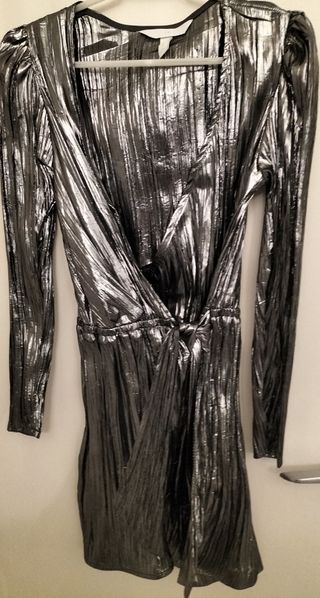 Vestido plateado mini falda-pantalón NUEVO