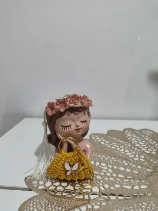 Portachiavi uncinetto borsa oro