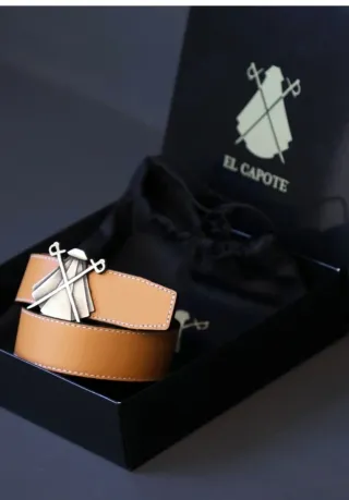 Cinturón El Capote Piel Marrón Hebilla bronce Nuev