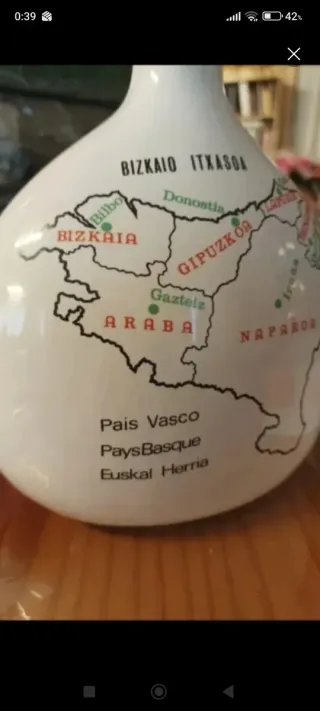 Botella mapa País Vasco. "Bonita para regalo"