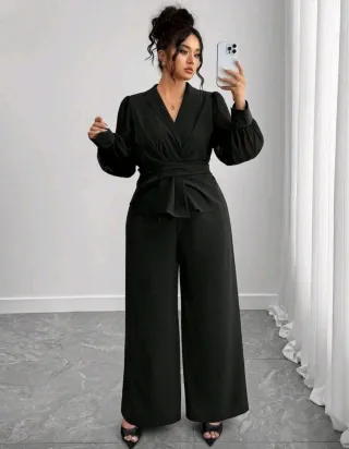 Conjunto negro talla XXL Blusa cruzada xxxl