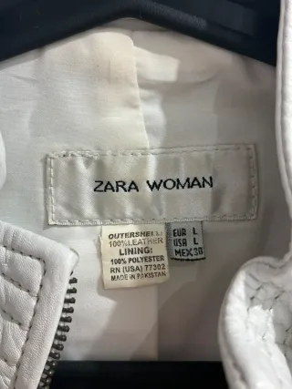 Cazadora Piel Zara Blanca Talla L