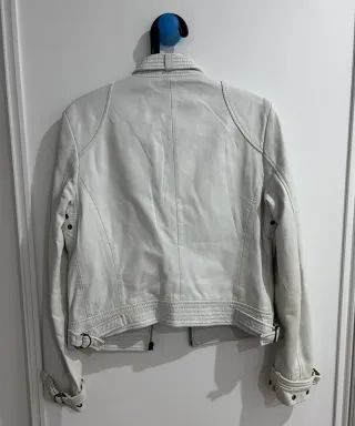 Cazadora Piel Zara Blanca Talla L