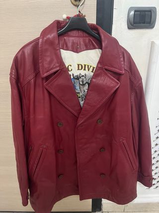 Giubbotto in pelle uomo rosso