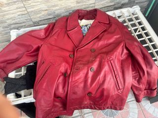 Giubbotto in pelle uomo rosso