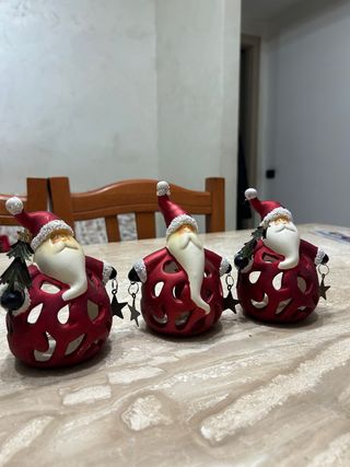 Set 3 Porta Candele Natale Babbo Natale