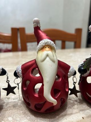 Set 3 Porta Candele Natale Babbo Natale