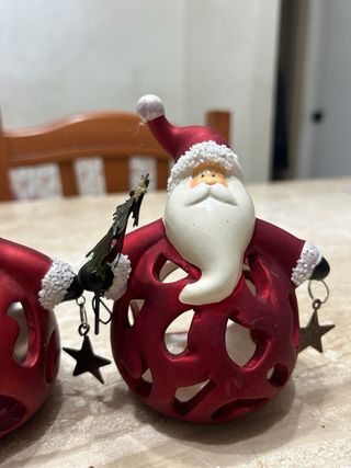 Set 3 Porta Candele Natale Babbo Natale