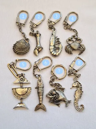 Llaveros animales marinos. Vintage