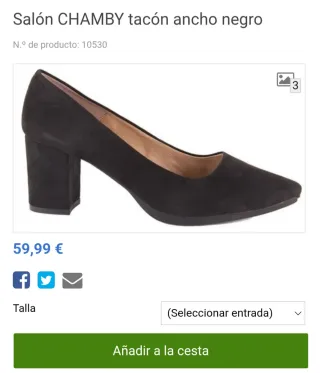 Zapatos CHAMBY tacón ancho negro T.39