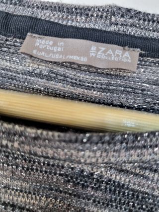 Jersey fino Zara gris y plateado
