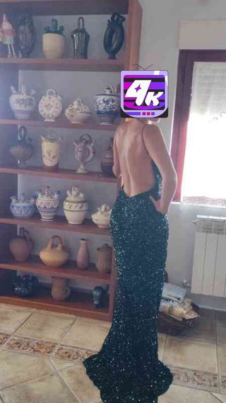 Vestido lentejuelas verde fiesta sirena