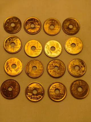 Lote 16 monedas 25 pesetas regionales/locales