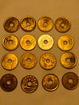 Lote 16 monedas 25 pesetas regionales/locales