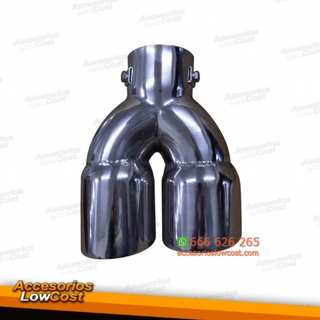 Cola de escape doble universal en acero inox. par