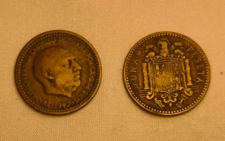 2 Monedas 1 Peseta Franco 1947