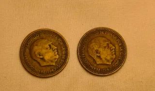 2 Monedas 1 Peseta Franco 1947