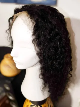 Peluca Cabello Humano Negra Rizada