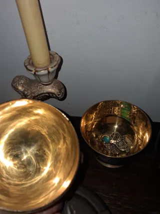 Caixa Decorativa Ovo Metal Dourado Azul