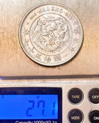 Moneda Plata Japón Meiji 1 Yen Dragón