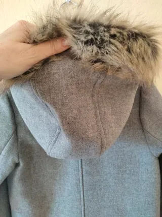 Abrigo paño niña Zara capucha pelo