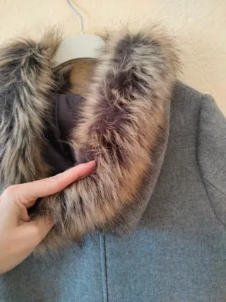 Abrigo paño niña Zara capucha pelo