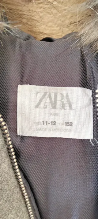 Abrigo paño niña Zara capucha pelo