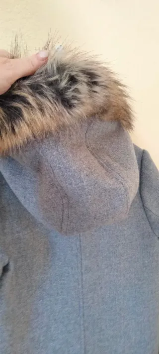 Abrigo paño niña Zara capucha pelo