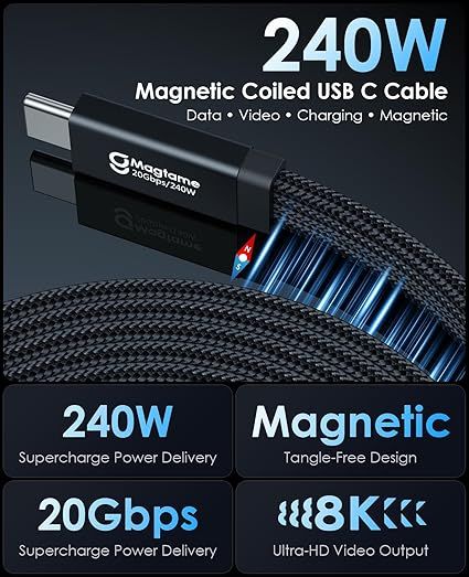 Magtame Cable magnético USB-C a USB-C 240W 1m