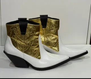 Botines Zara Blanco y Dorado Piel