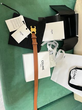 Cintura Celine in Pelle Marrone