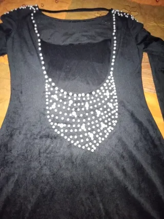 Vestito donna nero con perle