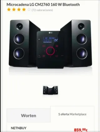 Mini Cadena LG Táctil con Mando a Distáncia