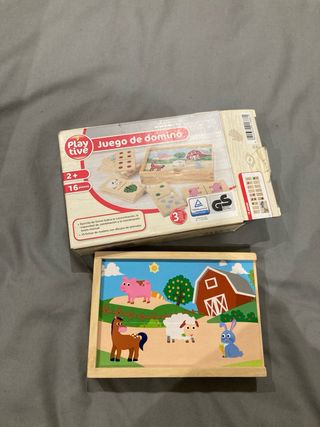 Juego de dominó de madera con animales