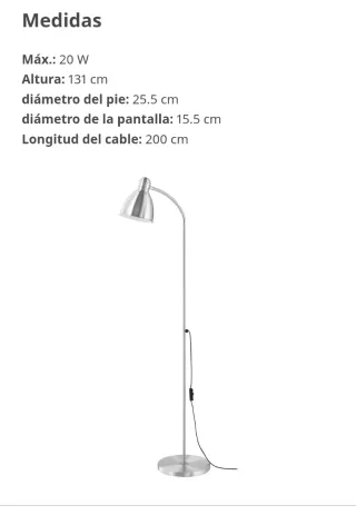 Lámpara de pie lectura aluminio plateado