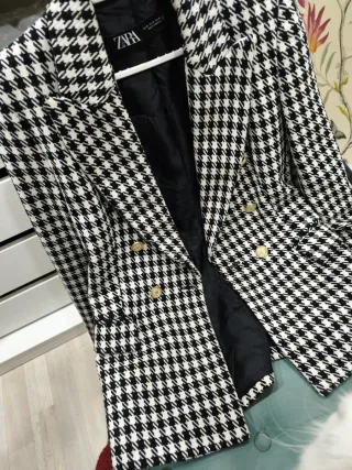 Blazer Zara Houndstooth Doble Botonadura